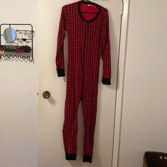 Christmas time checkered one piece pajama medium